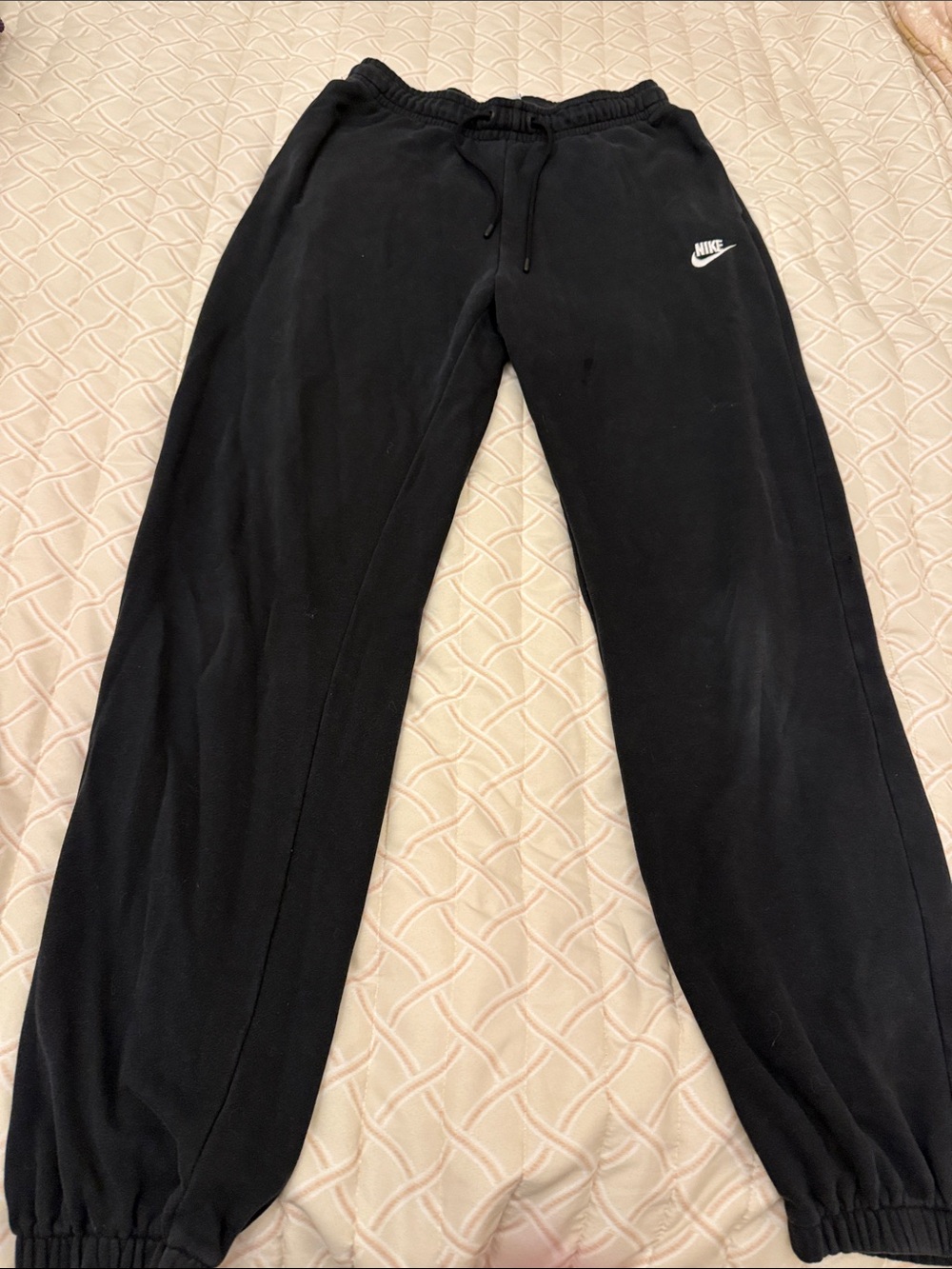 Nike Black Jogger Sweatpants with White Swoosh